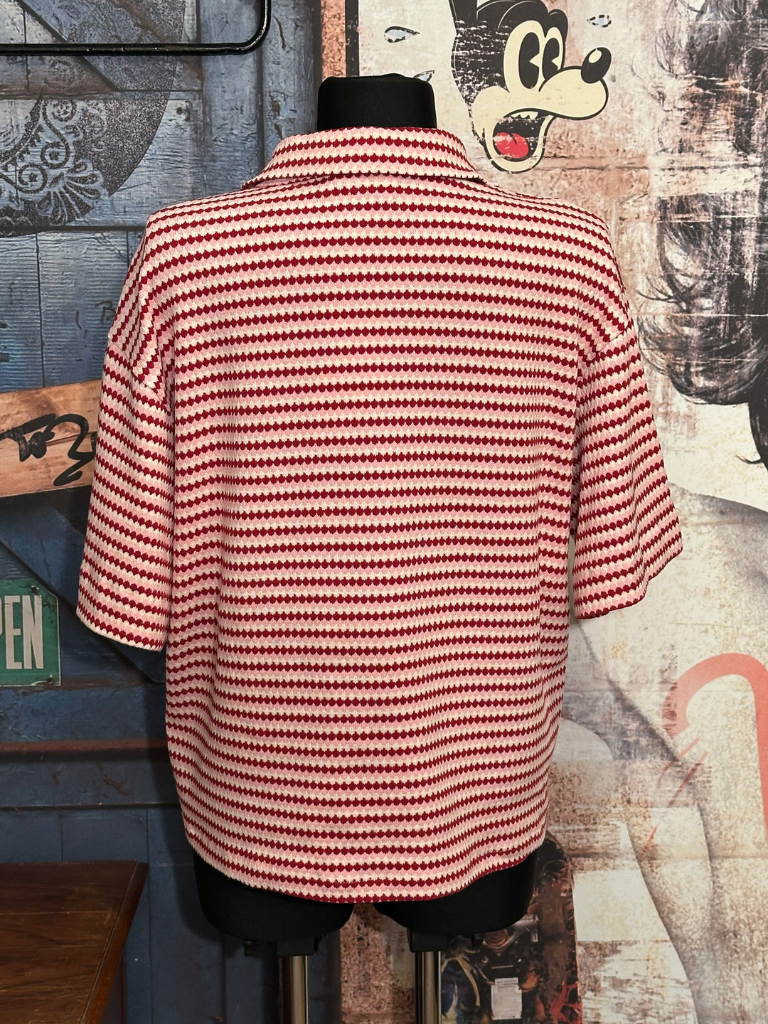 Bluse mit kurzen Ärmeln ecru, rot & rosa