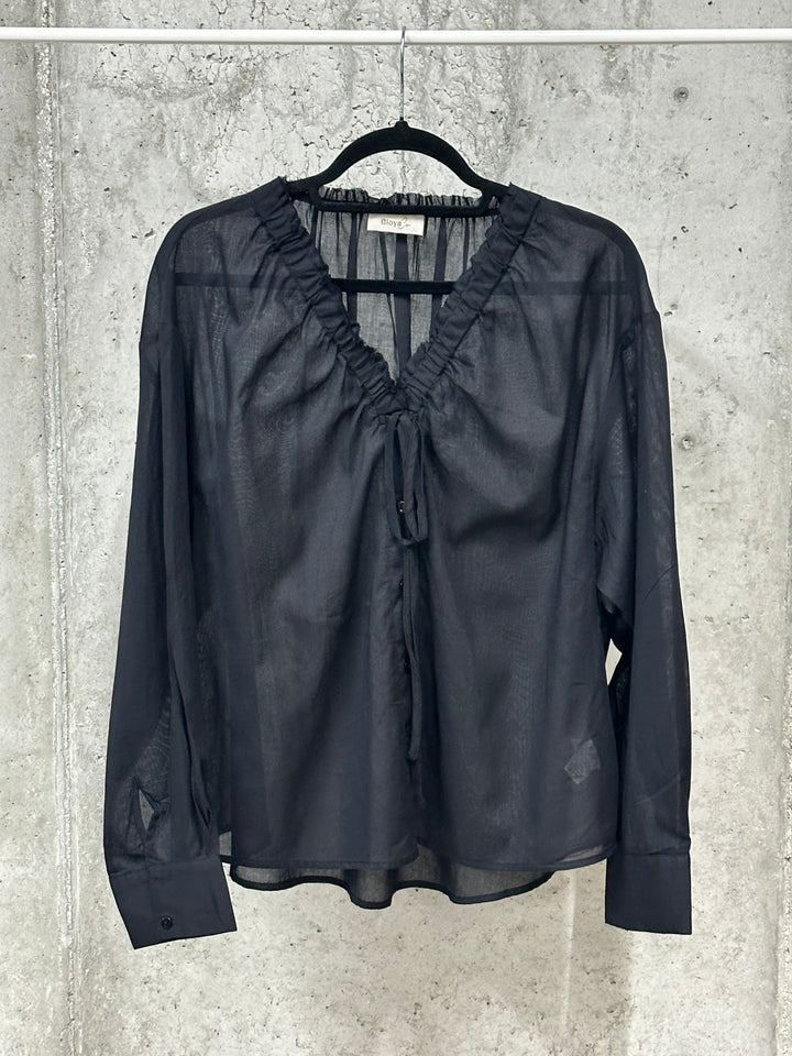 Ultraleichte Bluse aus Baumwollvoile (38/42)