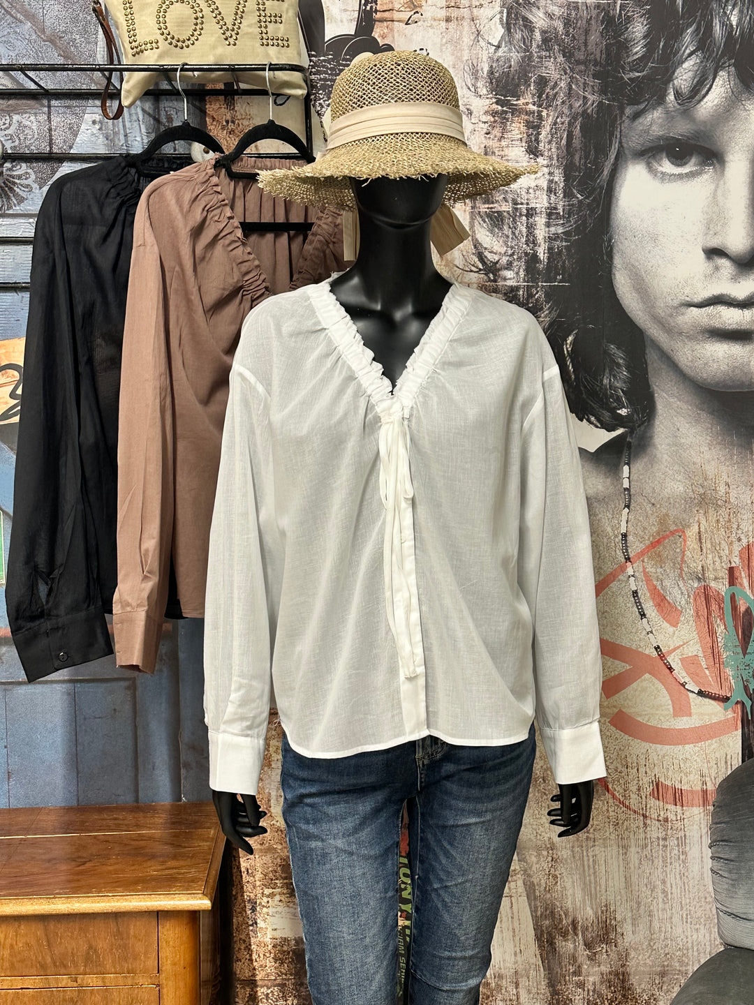 Ultraleichte Bluse aus Baumwollvoile (38/42)