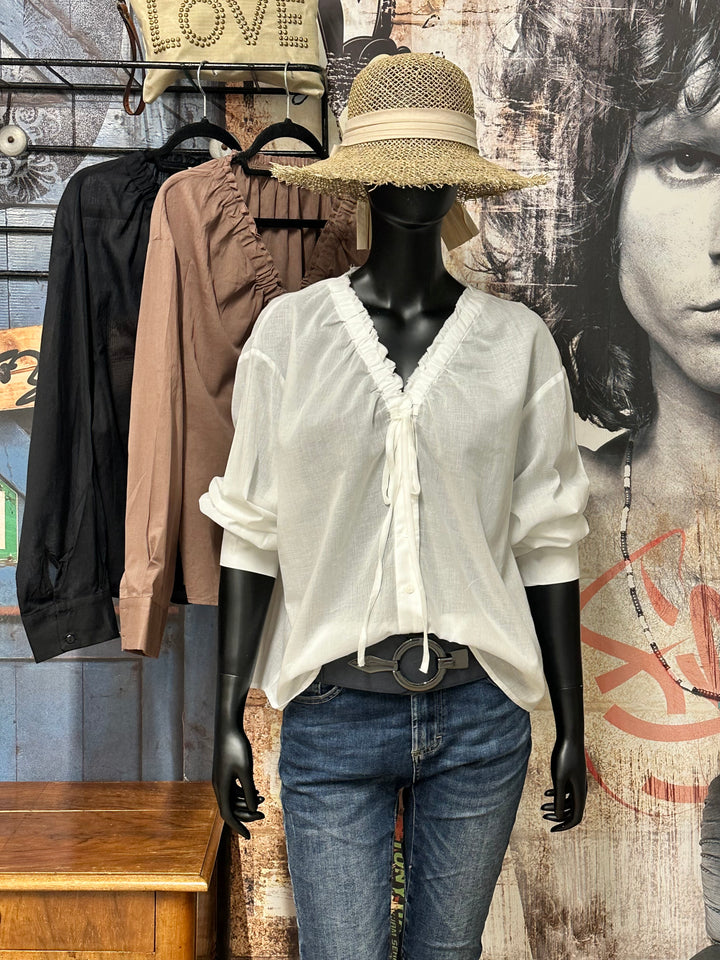 Ultraleichte Bluse aus Baumwollvoile (38/42)