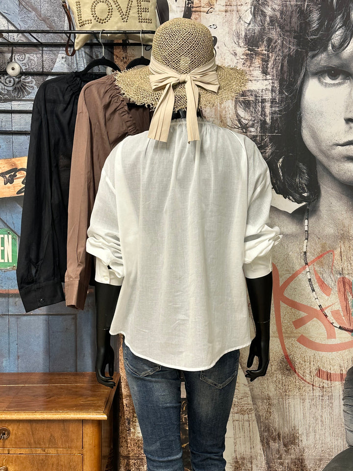 Ultraleichte Bluse aus Baumwollvoile (38/42)
