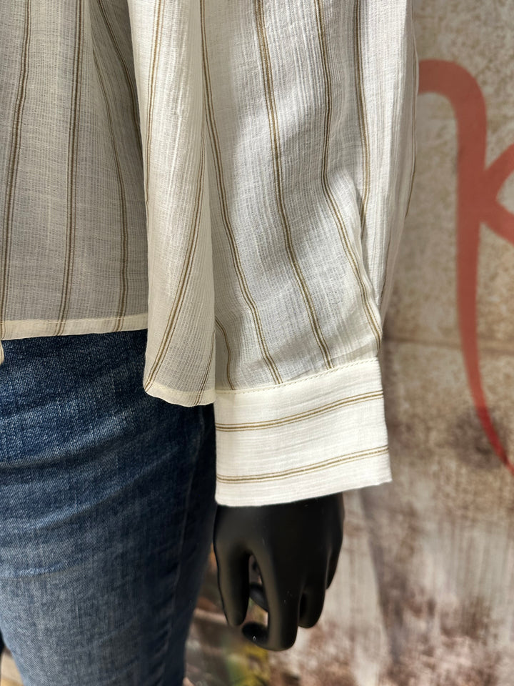 Fließendes, gestreiftes und plissiertes Hemd (38/42)