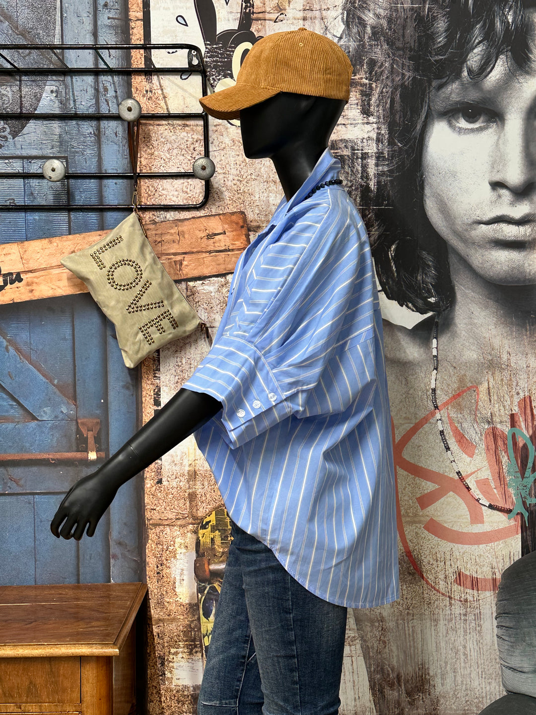 Oversize-Bluse aus 100 % Baumwolle, blau-weiß (42/46) MADE IN ITALY