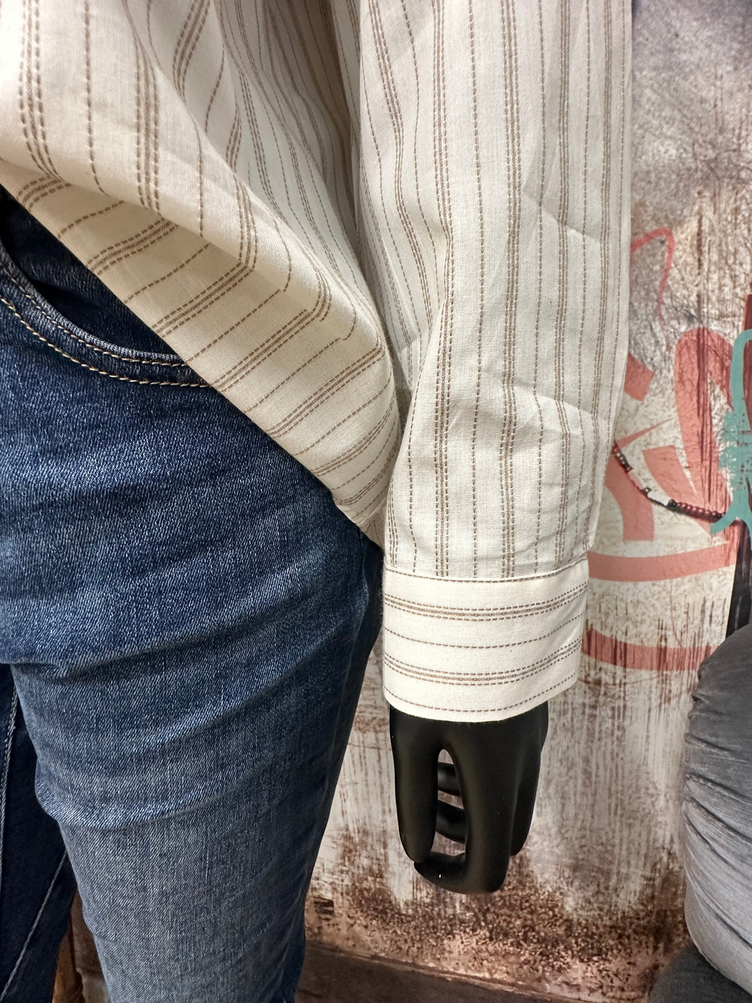 Bluse aus 100 % Baumwolle mit Streifen und „Strong Girls“-Stickerei auf dem Rücken (38/42)