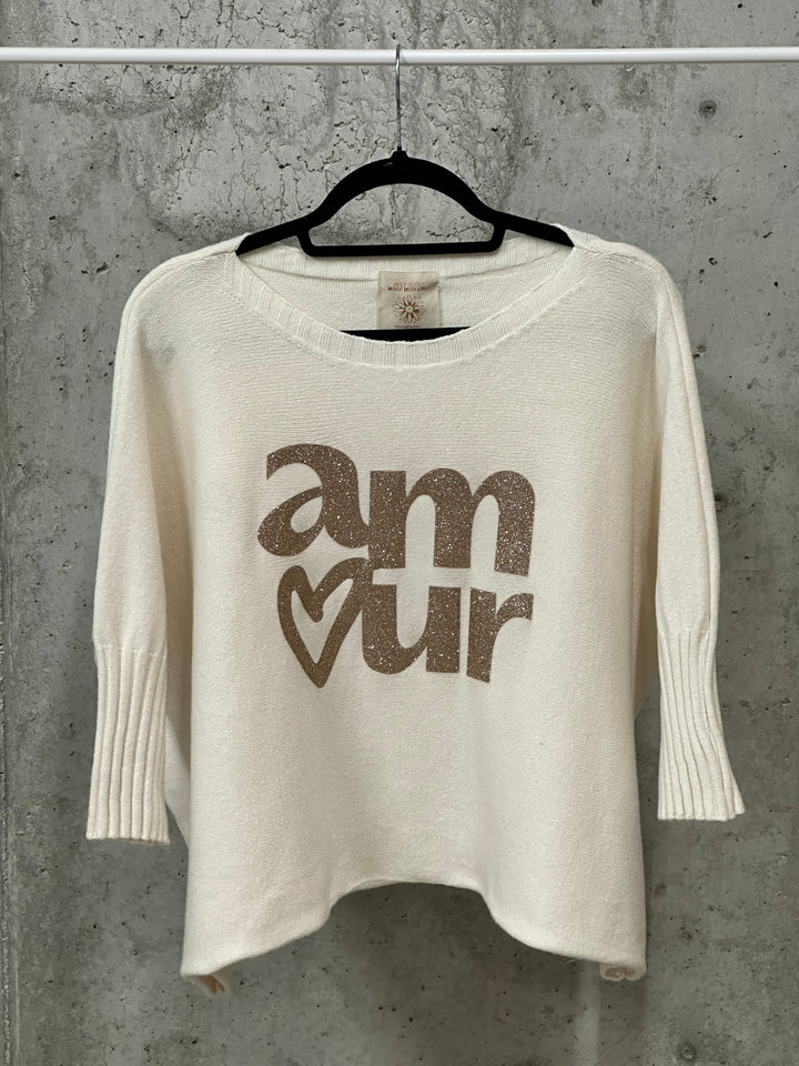 Kurzer Pullover mit U-Boot-Ausschnitt „Amour“ (40/44) MADE IN ITALY