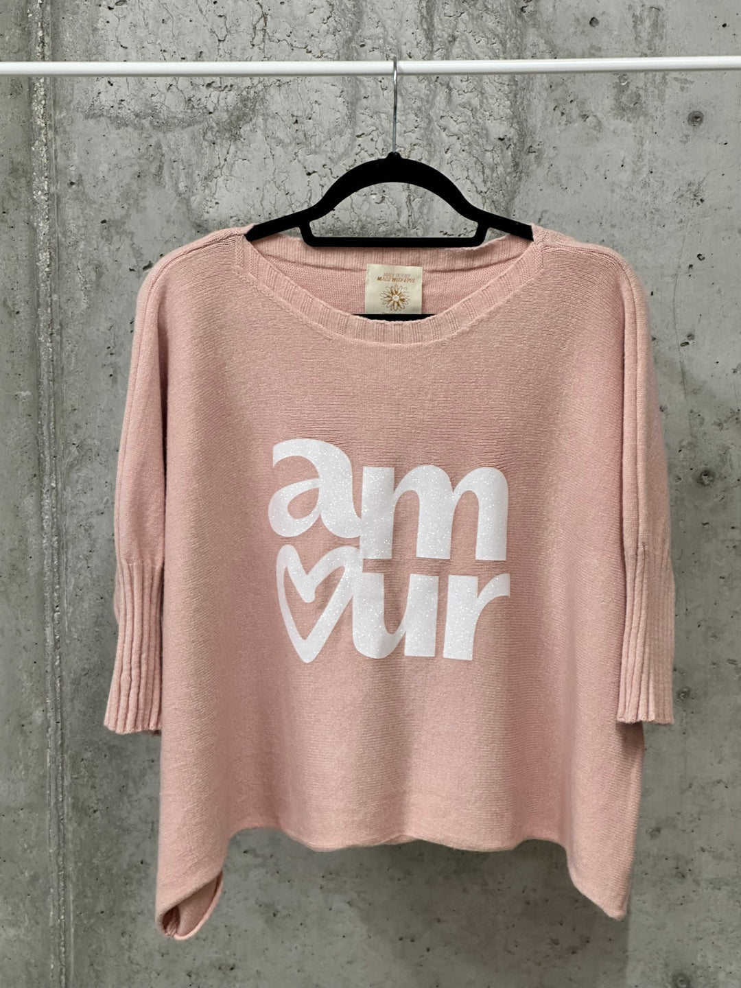 Kurzer Pullover mit U-Boot-Ausschnitt „Amour“ (40/44) MADE IN ITALY