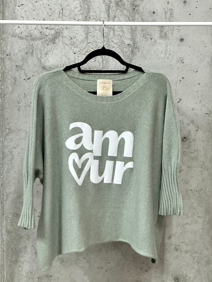 Kurzer Pullover mit U-Boot-Ausschnitt „Amour“ (40/44) MADE IN ITALY