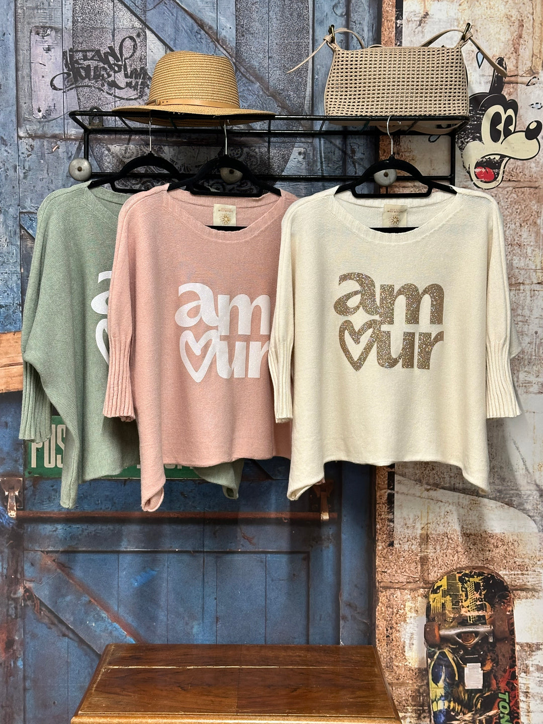 Kurzer Pullover mit U-Boot-Ausschnitt „Amour“ (40/44) MADE IN ITALY