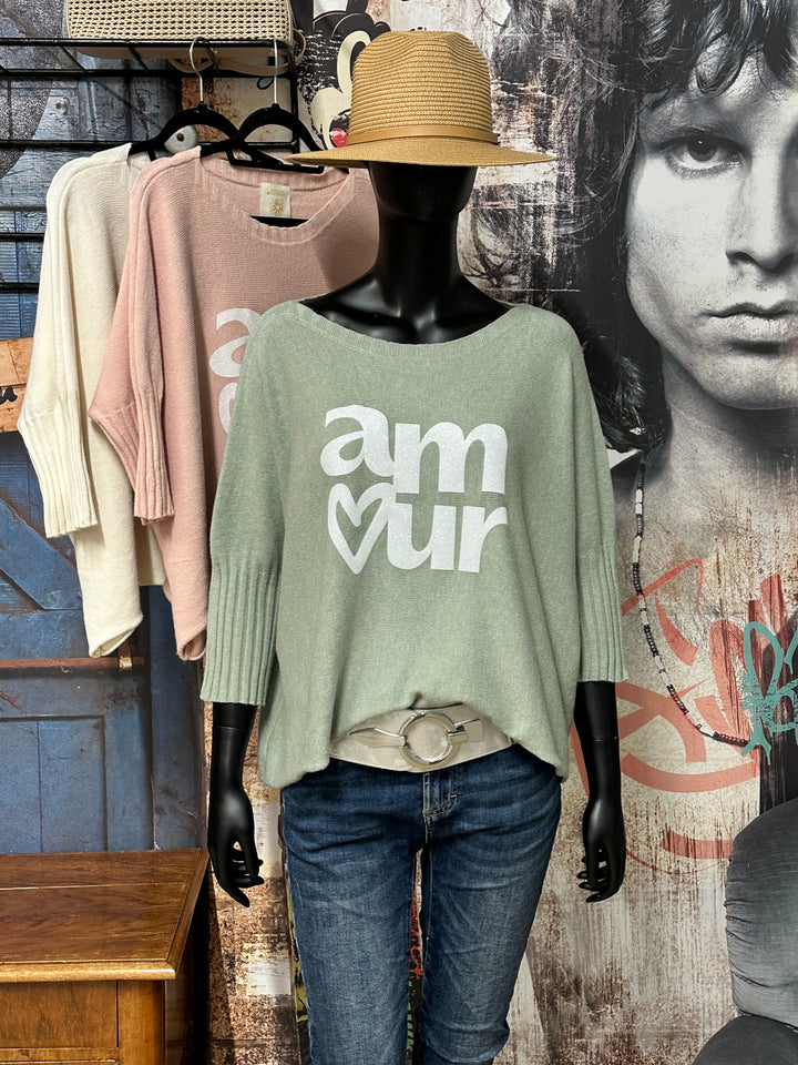 Kurzer Pullover mit U-Boot-Ausschnitt „Amour“ (40/44) MADE IN ITALY