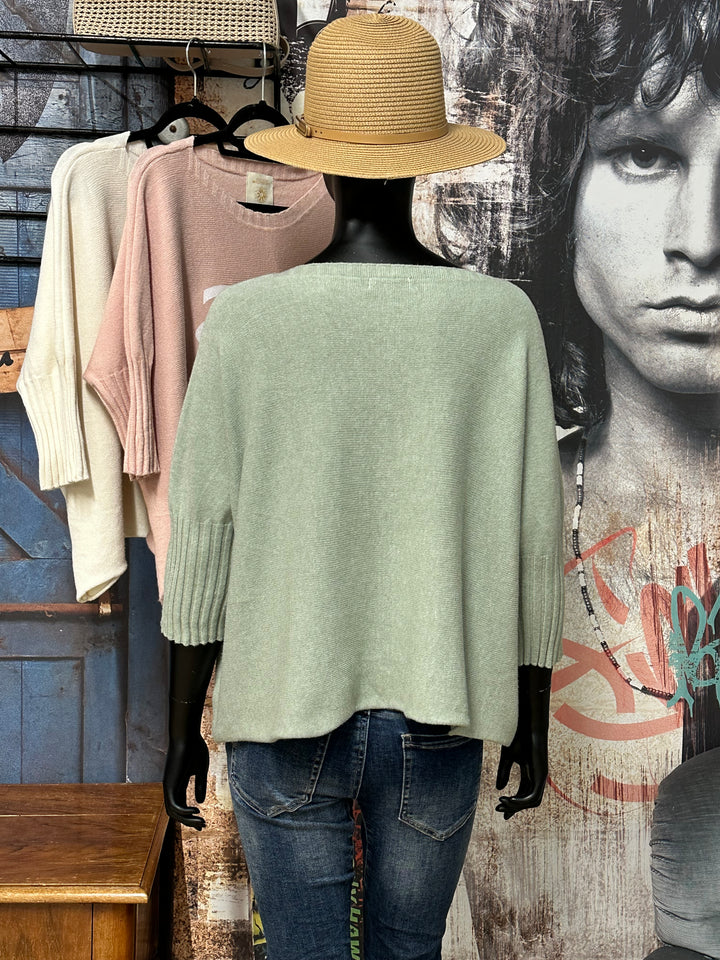 Kurzer Pullover mit U-Boot-Ausschnitt „Amour“ (40/44) MADE IN ITALY