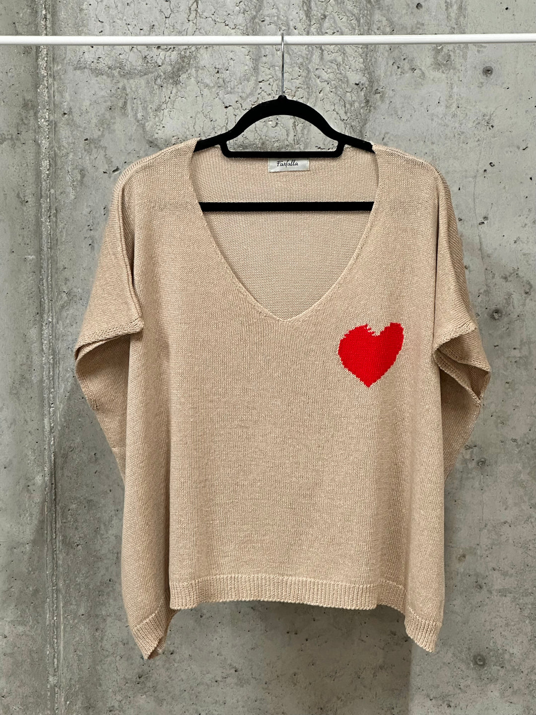 Kurzes Oversize-T-Shirt aus Strick mit „Herz“-Motiv (42/46) 100 % Baumwolle MADE IN ITALY