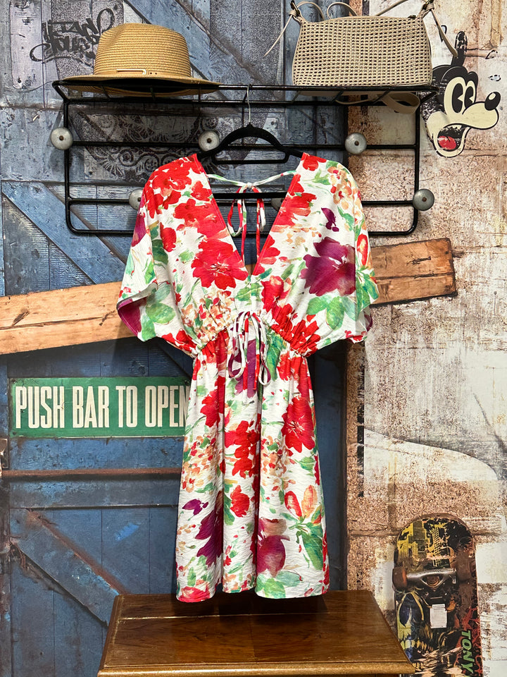 Kurzes Kleid mit Blumenmuster (S/M und M/L)