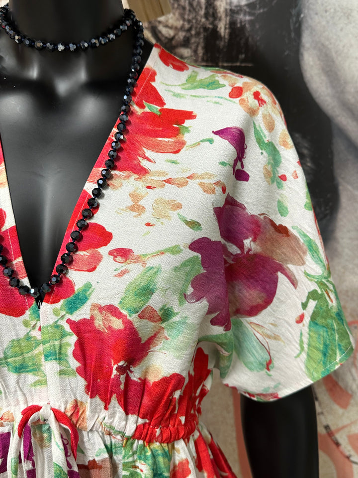 Kurzes Kleid mit Blumenmuster (S/M und M/L)