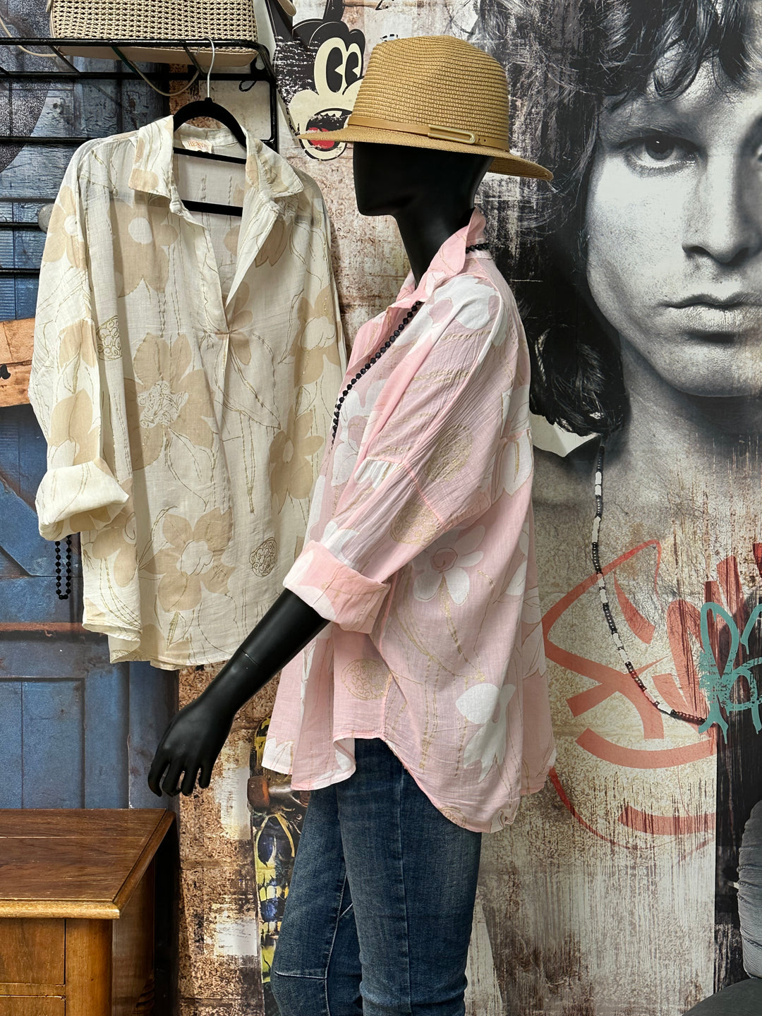 Oversize-Bluse aus Baumwollvoile „Blumen & goldener Lurex“ (38/44) MADE IN ITALY