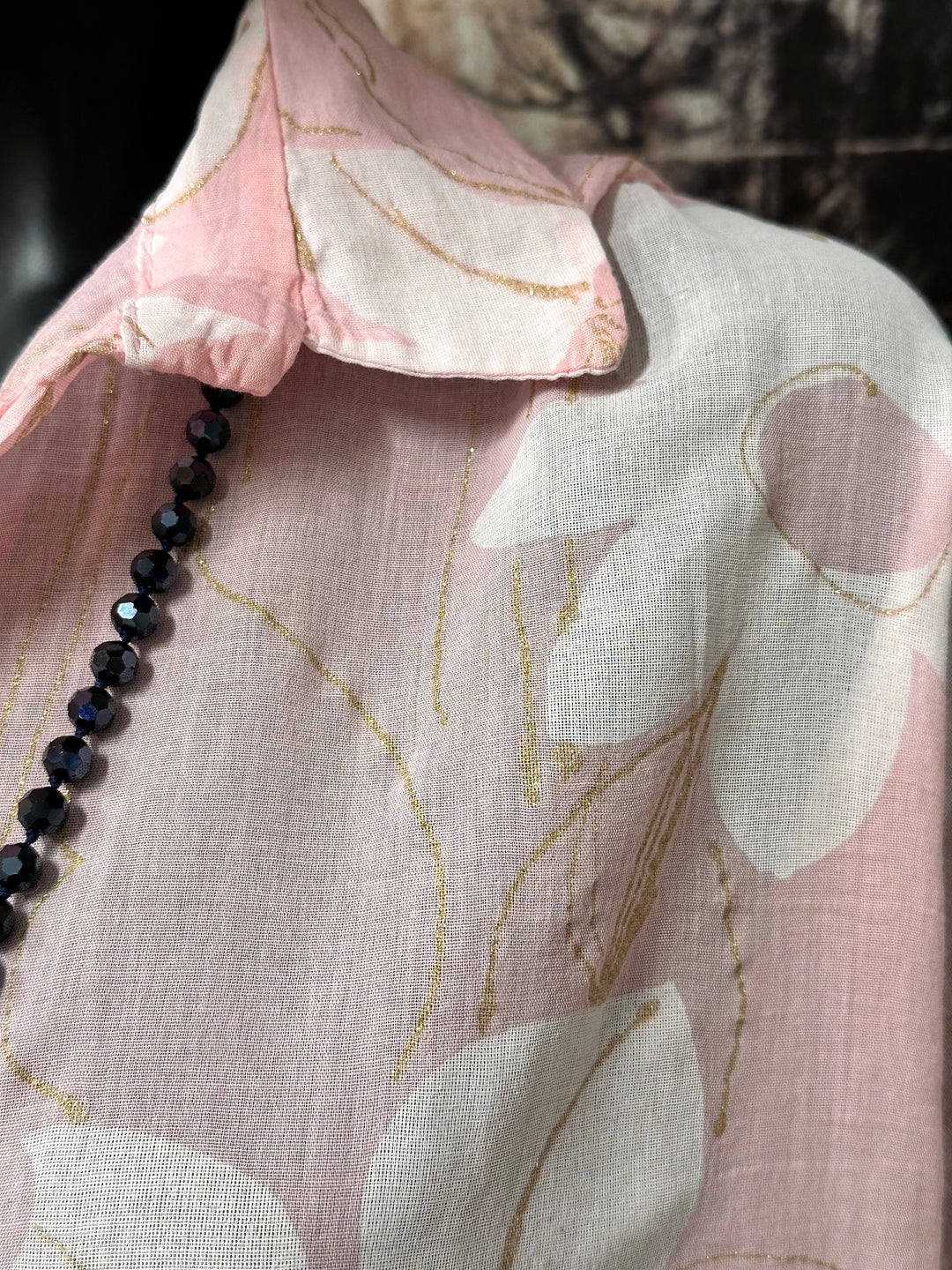 Oversize-Bluse aus Baumwollvoile „Blumen & goldener Lurex“ (38/44) MADE IN ITALY