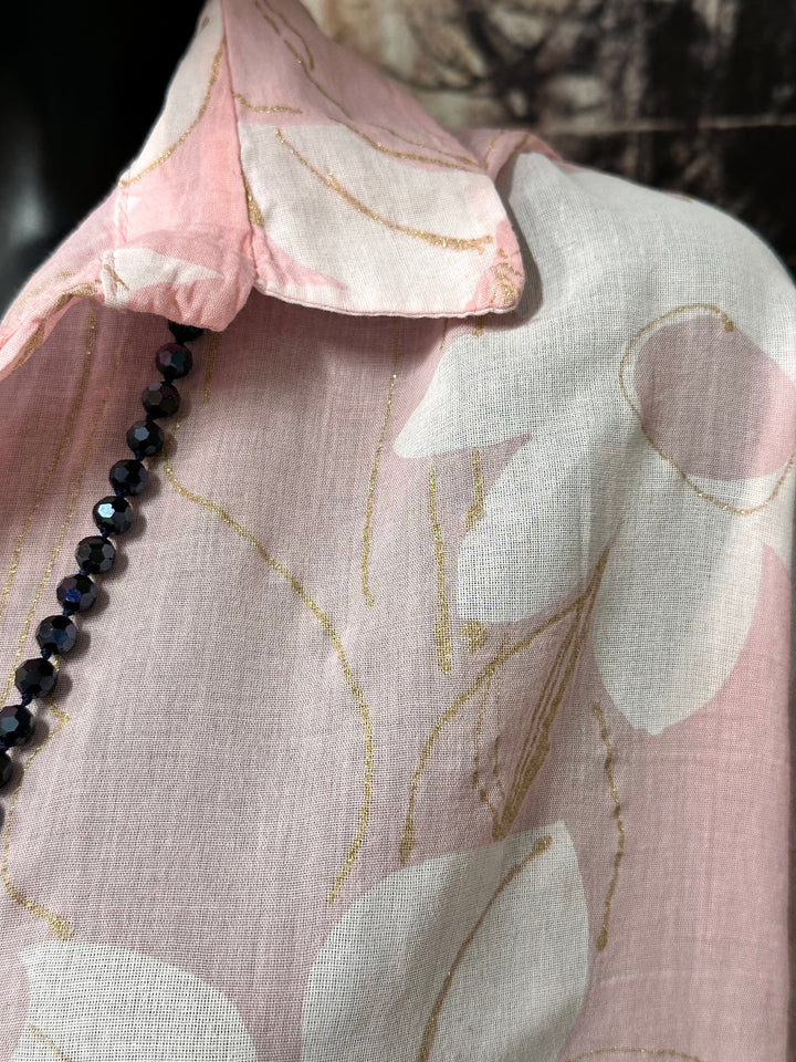 Oversize-Bluse aus Baumwollvoile „Blumen & goldener Lurex“ (38/44) MADE IN ITALY