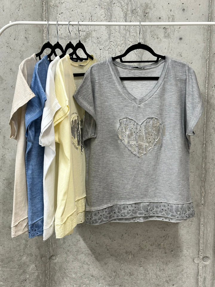 T-Shirt „Herz“ aus 100 % Baumwolle (38/42) MADE IN ITALY