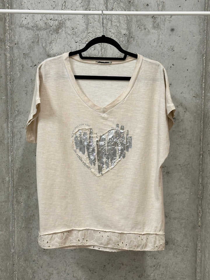 T-Shirt „Herz“ aus 100 % Baumwolle (38/42) MADE IN ITALY