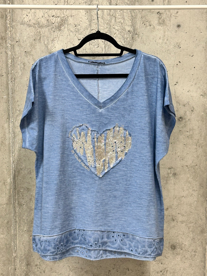 T-Shirt „Herz“ aus 100 % Baumwolle (38/42) MADE IN ITALY