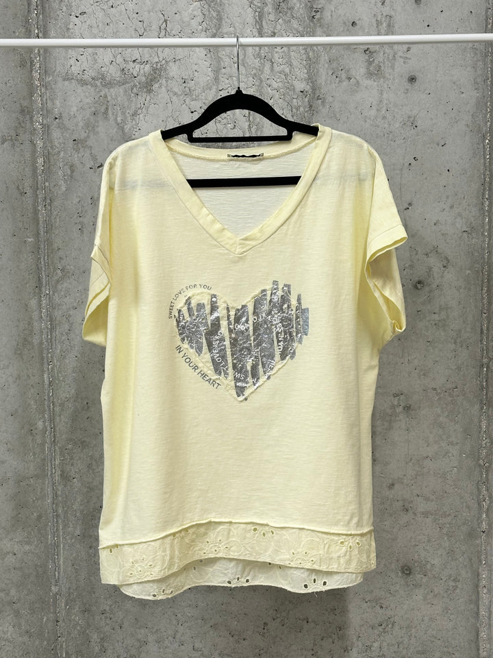 T-Shirt „Herz“ aus 100 % Baumwolle (38/42) MADE IN ITALY