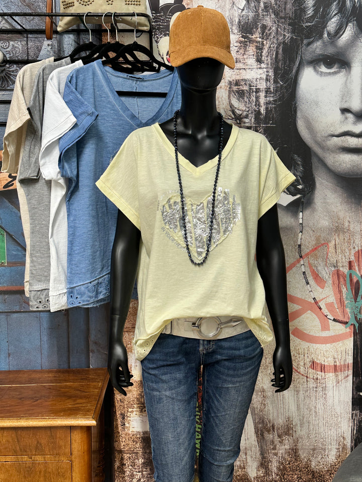 T-Shirt „Herz“ aus 100 % Baumwolle (38/42) MADE IN ITALY