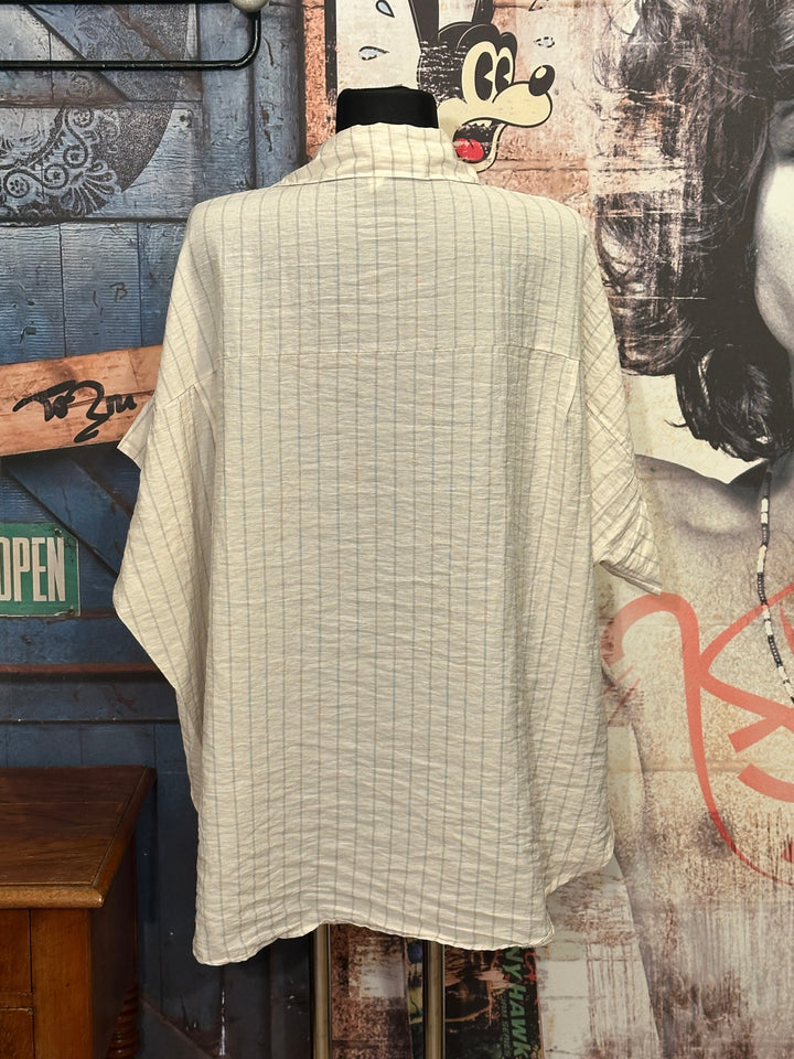 Chemisier + size ligné manches courtes beige