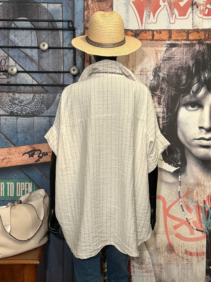 Chemisier + size ligné manches courtes beige