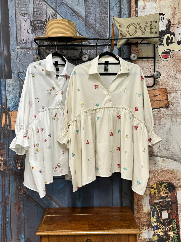 Bestickte Bluse im Boho-Stil aus 100 % Baumwolle (44/48)