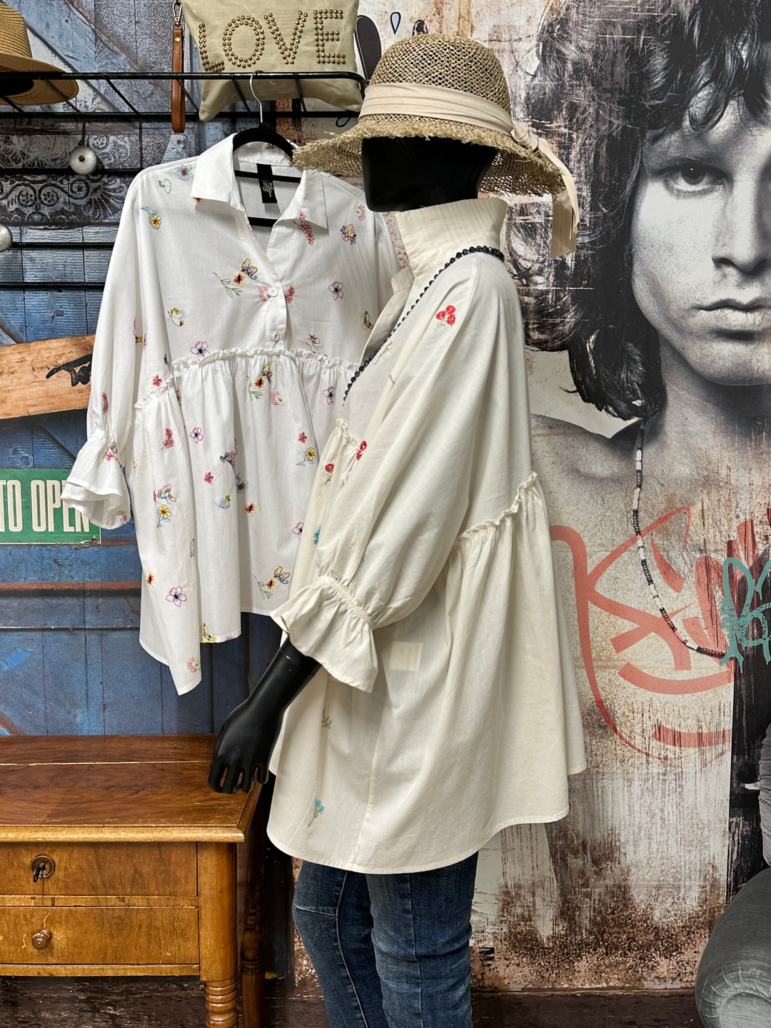 Bestickte Bluse im Boho-Stil aus 100 % Baumwolle (44/48)