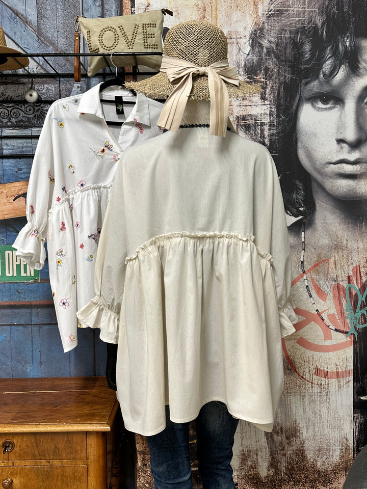 Bestickte Bluse im Boho-Stil aus 100 % Baumwolle (44/48)