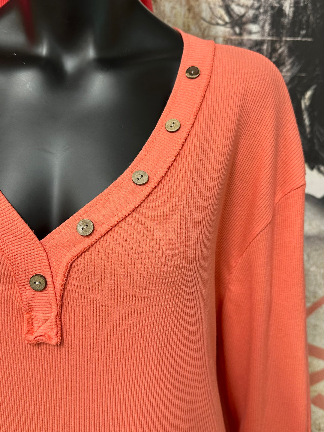 Einfarbige Tunika aus Rippstrick mit Knopfleiste am Kragen (44/48) MADE IN ITALY