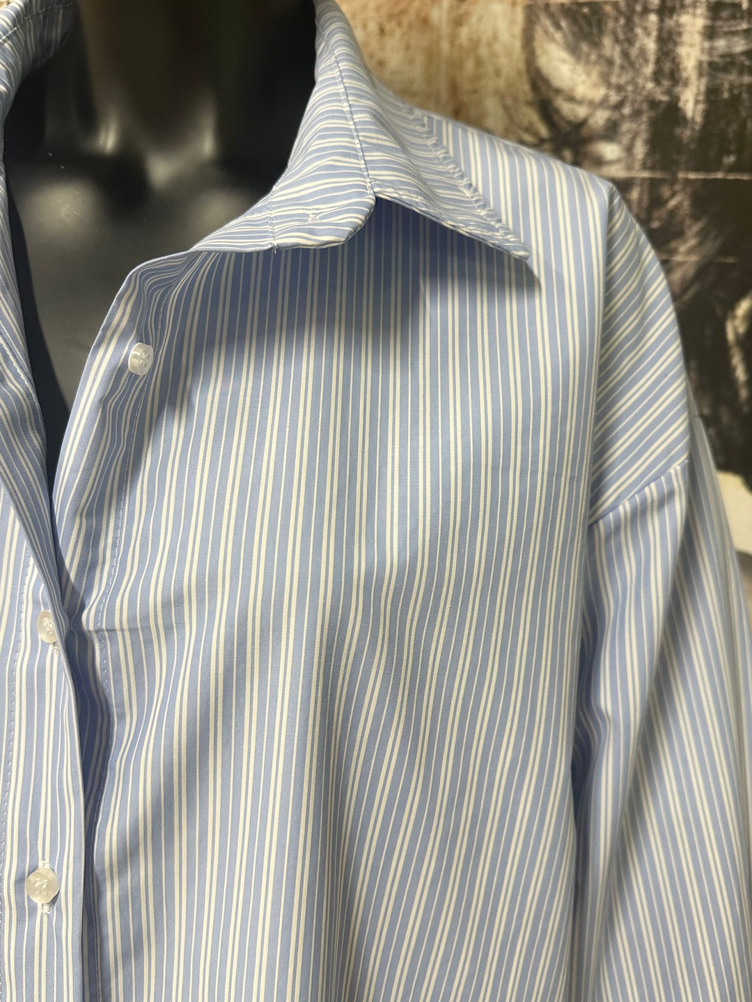 Oversize-Bluse mit Streifenmuster und Volants am Saum (44/48) MADE IN ITALY