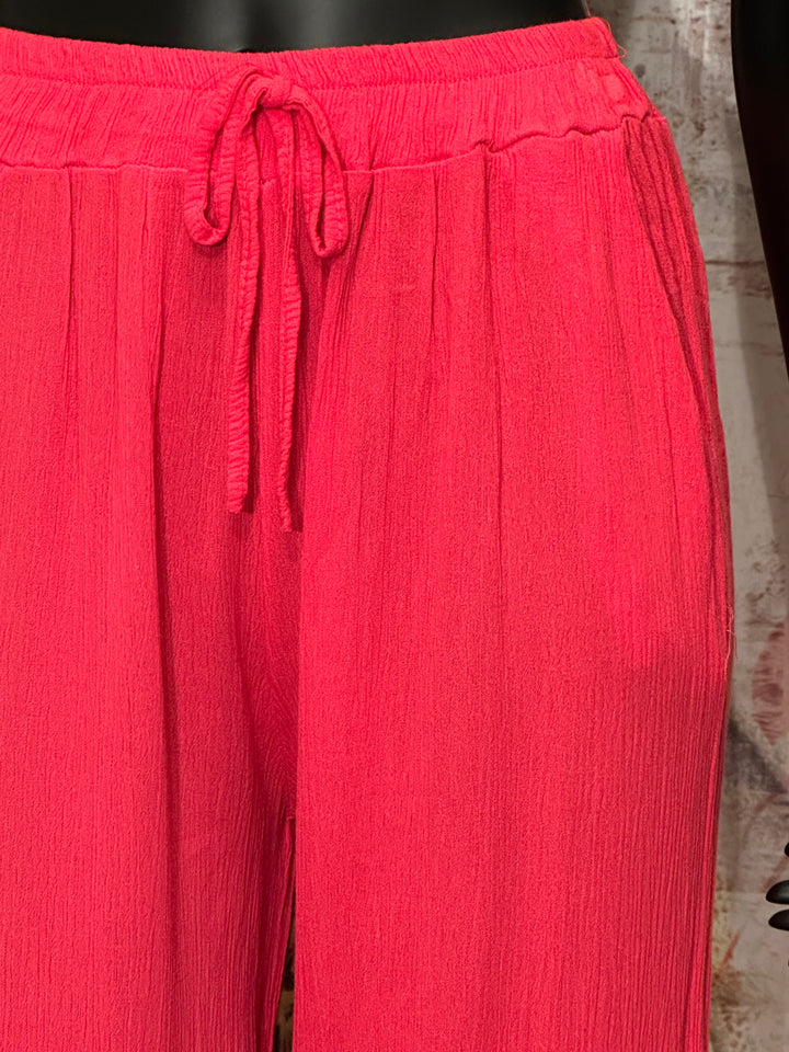 Pantalon léger 100% viscose taille élastique pink