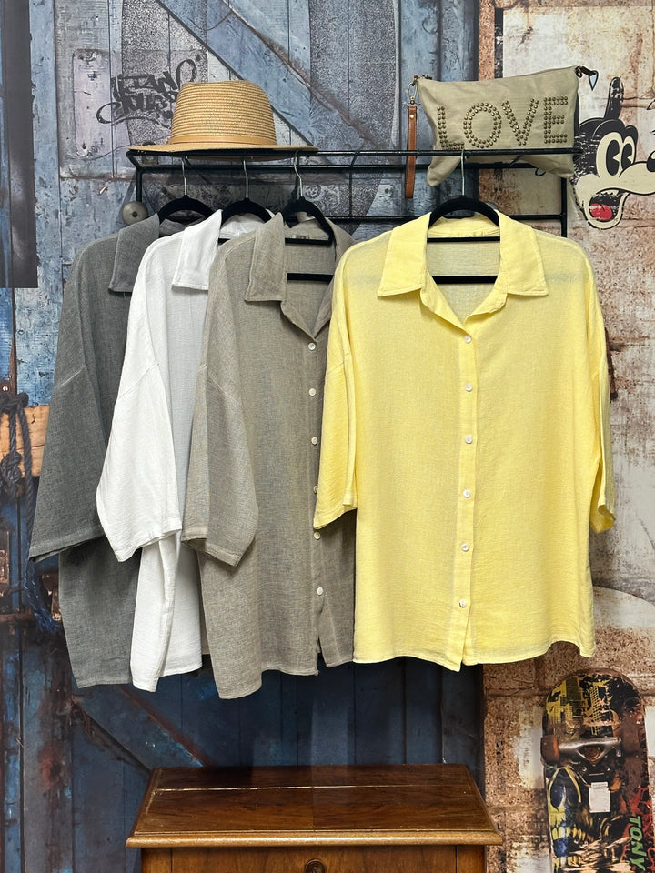 Oversize-Hemd aus Leinen und Baumwolle (Größe 40/44) MADE IN ITALY