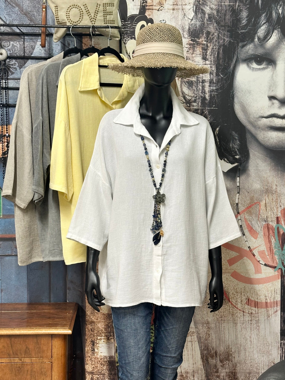 Oversize-Hemd aus Leinen und Baumwolle (Größe 40/44) MADE IN ITALY