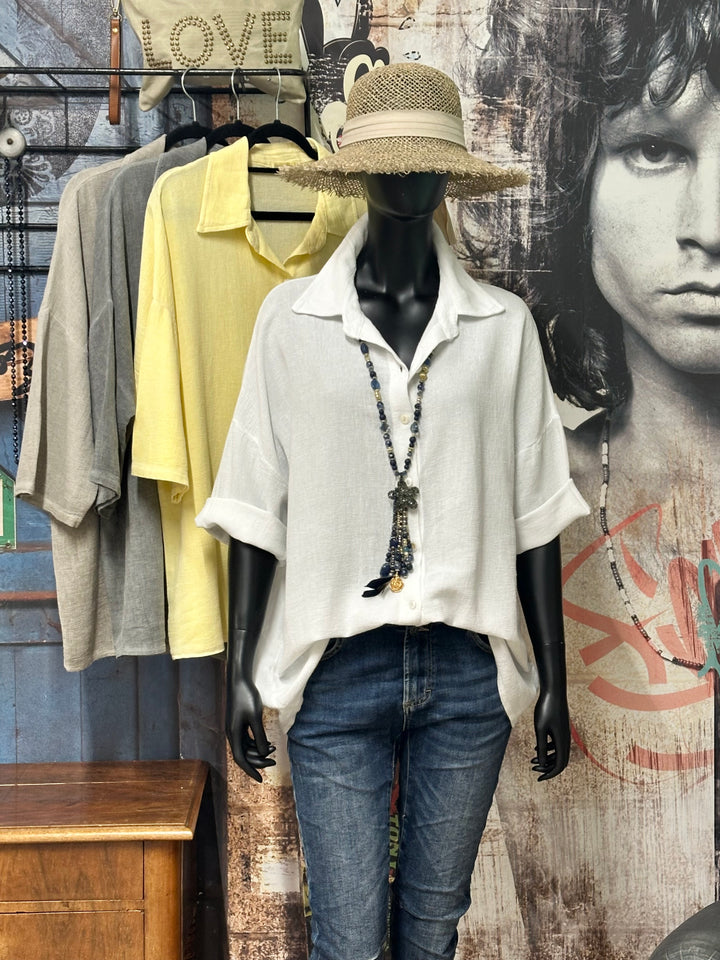 Oversize-Hemd aus Leinen und Baumwolle (Größe 40/44) MADE IN ITALY