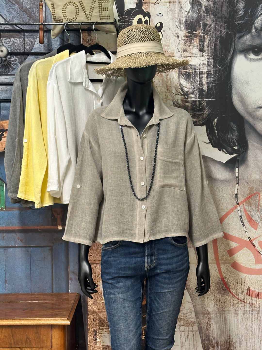 Kurzes Hemd aus Leinen und Baumwolle (38/40) MADE IN ITALY