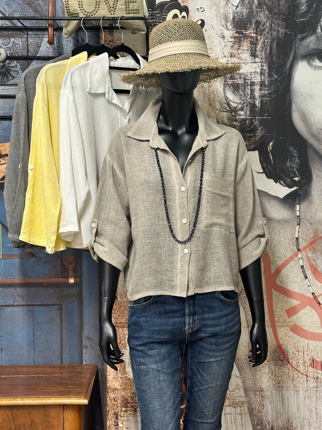 Kurzes Hemd aus Leinen und Baumwolle (38/40) MADE IN ITALY