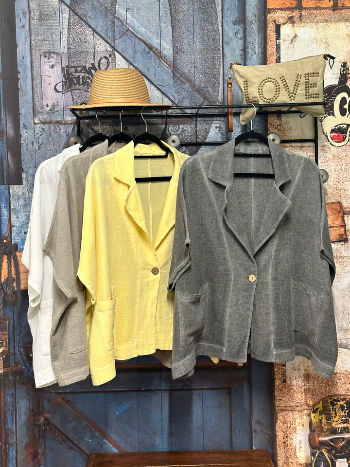 Oversize-Jacke aus Leinen und Baumwolle (Größe 40/46) MADE IN ITALY