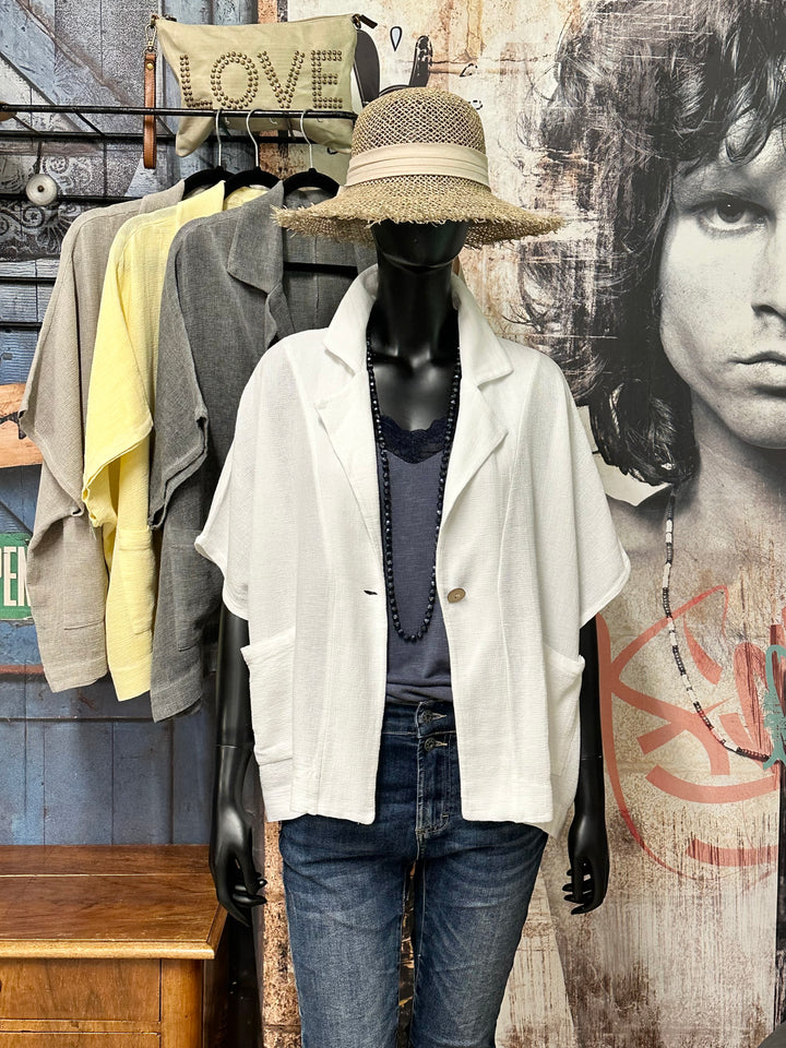 Oversize-Jacke aus Leinen und Baumwolle (Größe 40/46) MADE IN ITALY