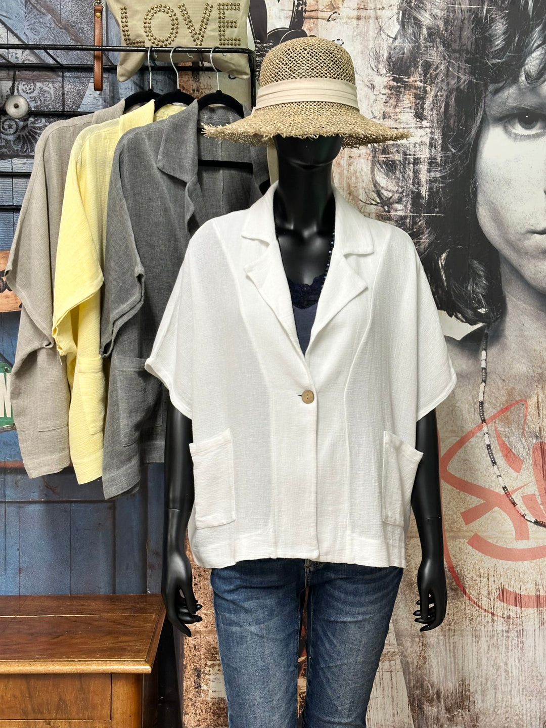 Oversize-Jacke aus Leinen und Baumwolle (Größe 40/46) MADE IN ITALY