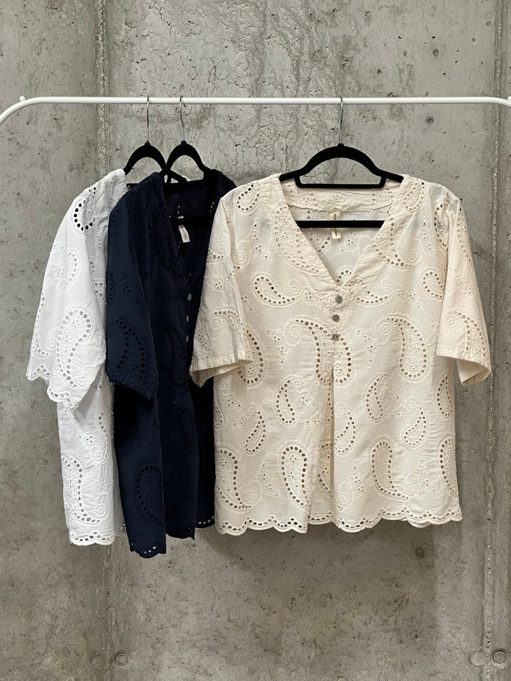 Bluse aus 100 % Baumwolle mit englischer Stickerei (38/42) MADE IN ITALY