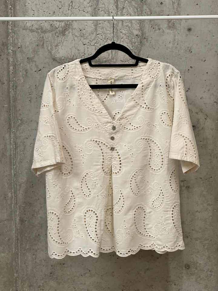 Bluse aus 100 % Baumwolle mit englischer Stickerei (38/42) MADE IN ITALY