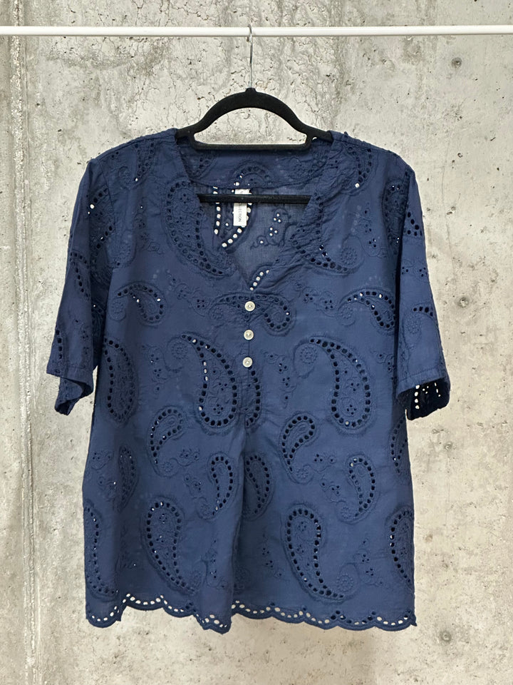 Bluse aus 100 % Baumwolle mit englischer Stickerei (38/42) MADE IN ITALY