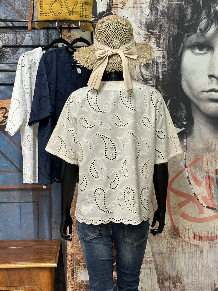 Bluse aus 100 % Baumwolle mit englischer Stickerei (38/42) MADE IN ITALY