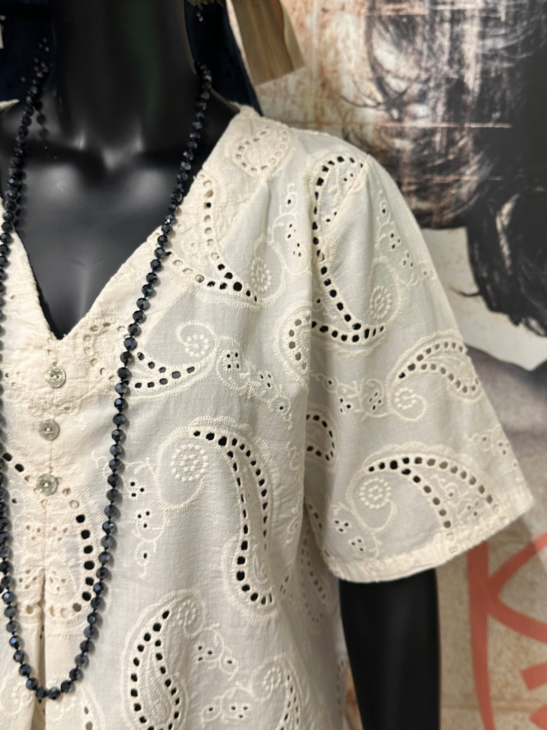 Bluse aus 100 % Baumwolle mit englischer Stickerei (38/42) MADE IN ITALY