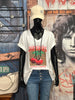 T-shirt + size col V "Cherries..."  blanc