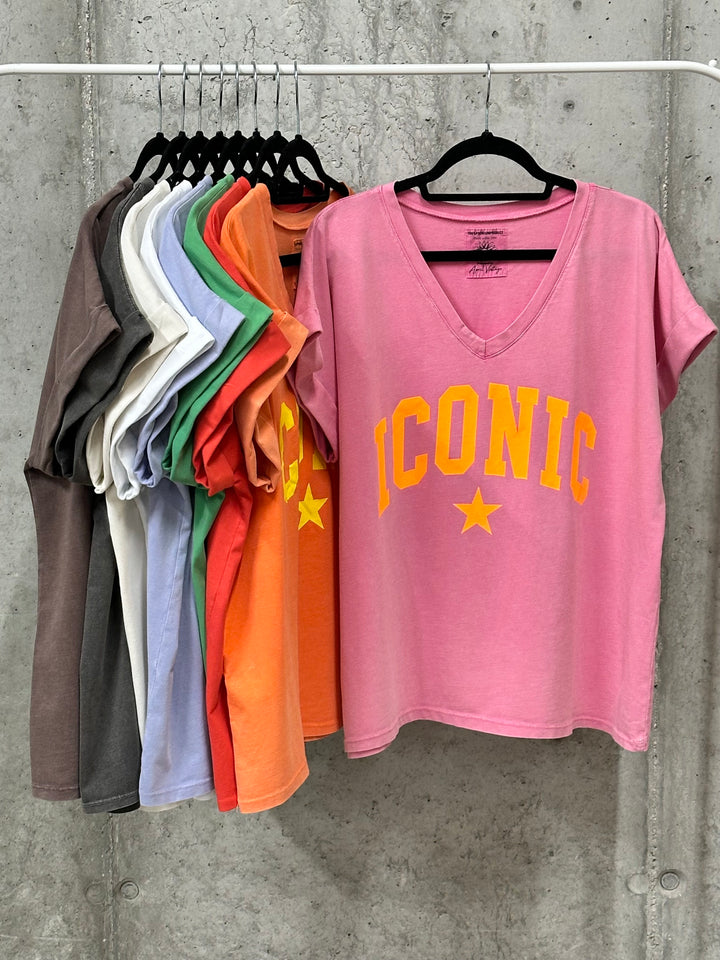 Oversize-T-Shirt mit V-Ausschnitt „ICONIC“ (40/44) MADE IN ITALY