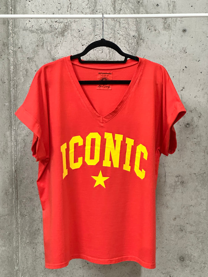 Oversize-T-Shirt mit V-Ausschnitt „ICONIC“ (40/44) MADE IN ITALY