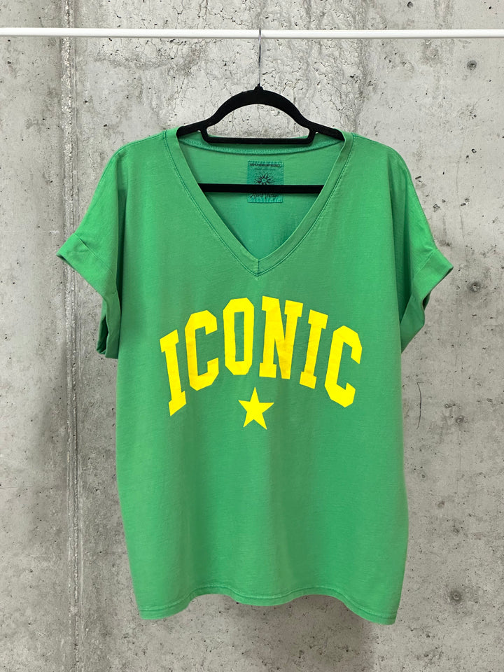 Oversize-T-Shirt mit V-Ausschnitt „ICONIC“ (40/44) MADE IN ITALY